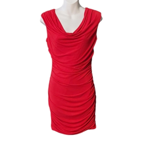 by & by Ruched Cherry Red Mini Dress - Picture 1 of 7